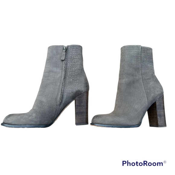 Sam Edelman Reyes Crocodile Heeled Short Boots Gray Women's Size 7 - Picture 2 of 6